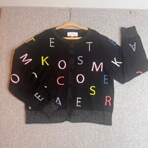 Rockets of Awesome Kids Cardigan Sweater Black Letter Print Size 8